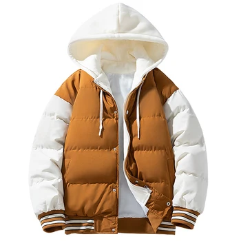 Мужская хлопчатобумажная куртка из двух предметов с капюшоном, утепленное трендовое повседневное пальто в тон, удобная модная парка для хай-стрит