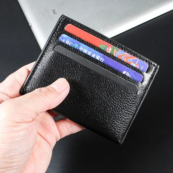 Мужской кожаный тонкий кошелек для удостоверения личности, денег, кредитной карты, тонкий держатель для денег, карманный органайзер