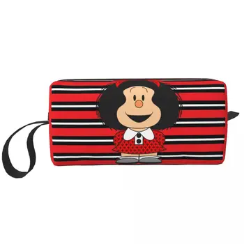Мультфильм Mafaldas Quino Comics Аргентина Дорожная сумка для туалетных принадлежностей Косметический органайзер для макияжа Сумки для хранения косметики Dopp Kit Case Box