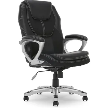 Мягкими подлокотниками для исполнительного офиса Serta, регулируемое эргономичное игровое кресло с поясничной поддержкой, искусственная кожа и сетка, черный