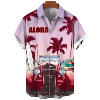 Новый тренд 2023 года, мужской летний принт, Социальная Повседневная Гавайская рубашка Оверсайз с коротким рукавом Harajuku, Модный узор для пляжного отдыха, Clo