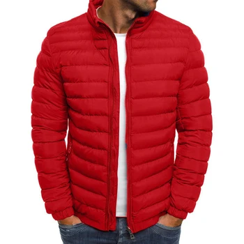Оставайтесь модными и теплыми с мужским зимним пуховиком со стоячим воротником, курткой на молнии, стеганым пальто с подкладкой, верхняя одежда M 2XL, красный, черный
