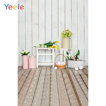 Пасхальные яйца Yeele, Весенние цветы, Деревянная стена, фоны для фотосъемки новорожденных, Виниловые фотографические фоны для фотостудии