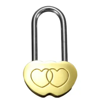 Персонализированный замок с выгравированным двойным сердечком Love Lock Подарки на День Святого Валентина, Годовщину Свадьбы, Рождественский подарок для пары