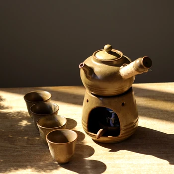 Плита для приготовления чая, Угольная плита, Кипяченая вода, Подходящая Домашняя Уличная Спиртовая лампа, Керамическая Маленькая Теплая основа, Цвет травяного дерева в китайском стиле Ретро