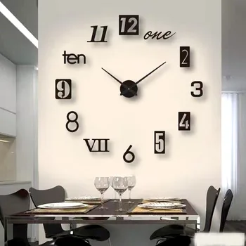 Простые однотонные флуоресцентные часы с отключением звука, Стереоскопические цифровые настенные часы, Декроация стен в гостиной, спальне, европейский стиль