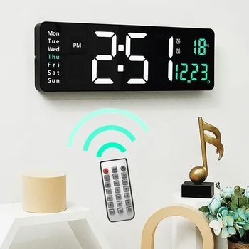 Пульт дистанционного управления Часы с большим экраном Цифровые часы Простые настенные часы для гостиной Светодиодный настенный кран Домашний Декор стен