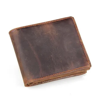 Ретро-короткий кошелек для монет, карт, наличных, фото-кошелек В кармане брюк, мужской кошелек из натуральной кожи, мужской короткий кошелек в стиле ретро
