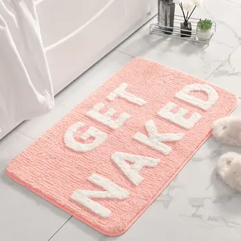 Розовый и белый коврик для ванной Милые нескользящие коврики для ванной комнаты, которые можно стирать в машине, супер впитывающий ковер для пола, ванна, душ, спальня