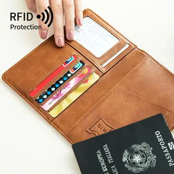 С сертификатом RFID, сумка для хранения, зажим для паспорта, держатель для паспорта, Дорожные аксессуары, Защитный чехол для паспорта, чехол для карт PU