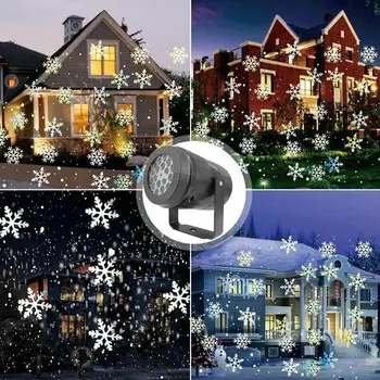 Светодиодный Рождественский проектор в виде снежинки, большое украшение для Рождественской вечеринки, Лазерный светодиодный сценический светильник, вращающийся Рождественский Садовый декор