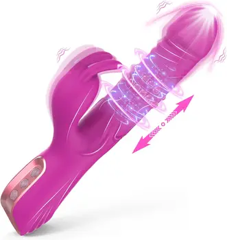 Секс-игрушки с вибратором Rabbit для женщин, фаллоимитатор для точки G, 7 вибраций, вращающийся с шариками, Телескопический массажный стимулятор клитора