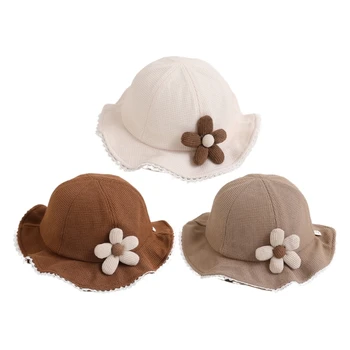 Солнцезащитная шляпа Kid Flowers, панама, Цветочная шляпа, Рыбацкая шляпа с кружевными полями, кепка-клош, новый челнок