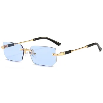 Солнцезащитные очки без оправы Прямоугольные Модные Популярные Женские Мужские оттенки Маленькие Квадратные Солнцезащитные очки UV400 для женщин Мужские очки для путешествий