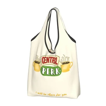 Сумки для покупок Central Perk Friends Многоразовые продуктовые сумки вместимостью Классические ТВ-шоу Смешные пакеты для вторичной переработки Моющиеся сумки
