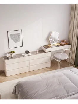 Тонкий комод, шкаф для хранения в гостиной, диван-стеклянный комод, спальня со светом, кровать и тумбочка