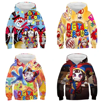 Удивительный свитер Digital Circus, толстовка с цирковой труппой, детский повседневный пуловер с рисунком аниме, спортивный топ с длинными рукавами для мальчиков и девочек