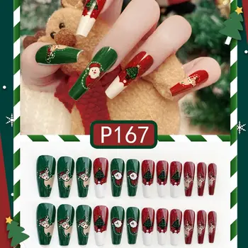 Французские накладные ногти Модные Рождественские Снежинки Длинные Квадратные накладные ногти Starlight Съемный пресс на ногтях Женщины Девушки