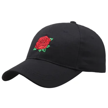 Хлопковая бейсболка с вышивкой для женщин, бейсболка для мальчиков и девочек, плоская шляпа в стиле хип-хоп, бейсболка с вышивкой в виде розы, модная дикая шляпа