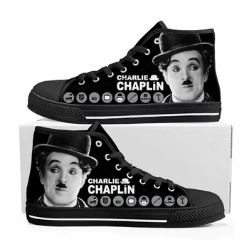Чарли Чаплин, высокие кроссовки, мужские, женские, подростковые, высококачественные парусиновые кроссовки, обувь для пары, Повседневная обувь на заказ