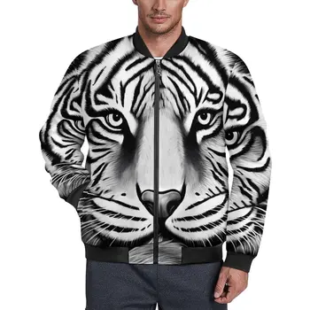 Черно-белые куртки с тигром, мужские осенние пальто в стиле ретро с животными, современная ветрозащитная Повседневная куртка-бурелом на заказ, свободная куртка большого размера