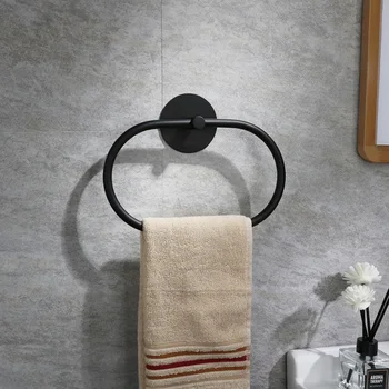 Черное кольцо для полотенец из нержавеющей стали аксессуары для ванной комнаты овальная вешалка для полотенец подвесное кольцо аксессуары для ванной комнаты органайзер для полотенец ванная комната