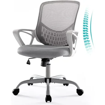 Эргономичное офисное кресло с сетчатой спинкой Офисное рабочее кресло со средней спинкой для игр в домашнем офисе